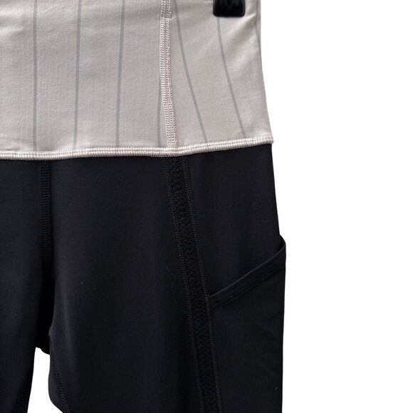 Lululemon Wunder Under Crop Luon Stripe Zip Waist Side Pockets Leggings Women 4 - Picture 3 of 12